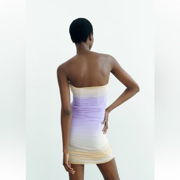 Zara STRAPLESS TULLE DRESS. Lilac. Size M. New with Tags. - Picture 5 of 8